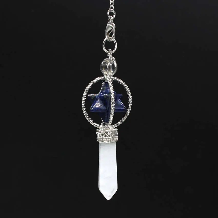 Rotating Merkaba Crystal Pendant | Sacred Geometry Energy Necklace | Natural Gemstone Healing Jewelry