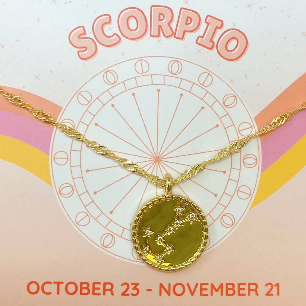 Zodiac Constellation Necklace | Gold-Plated Astrology Pendant | All 12 Signs Available | Celestial Jewelry
