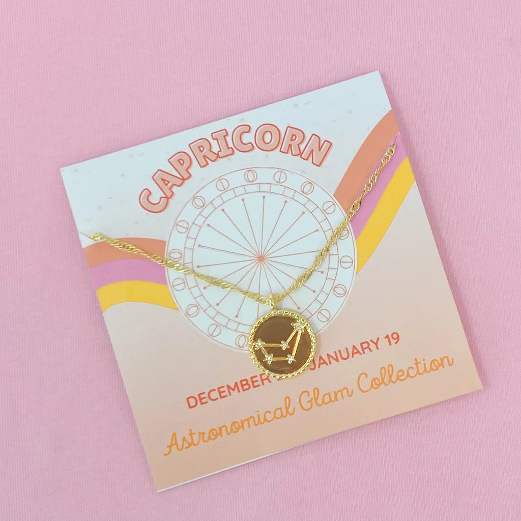 Zodiac Constellation Necklace | Gold-Plated Astrology Pendant | All 12 Signs Available | Celestial Jewelry