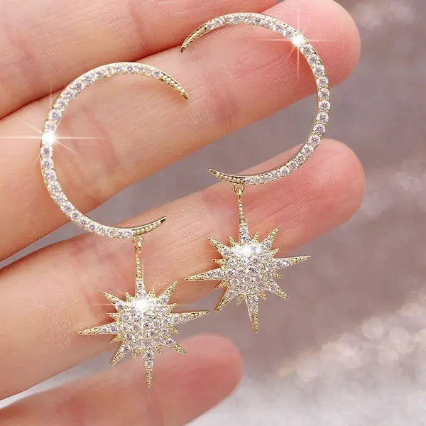 Moon Zircon Star Earrings