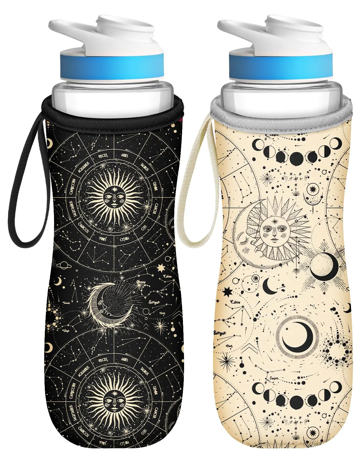 Celestial Moon & Stars Water Bottle Sleeve — 2-Pack Neoprene Carrier