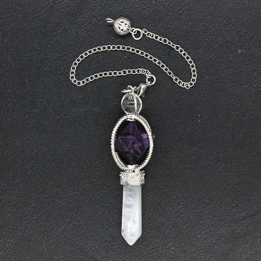 Rotating Merkaba Crystal Pendant | Sacred Geometry Energy Necklace | Natural Gemstone Healing Jewelry