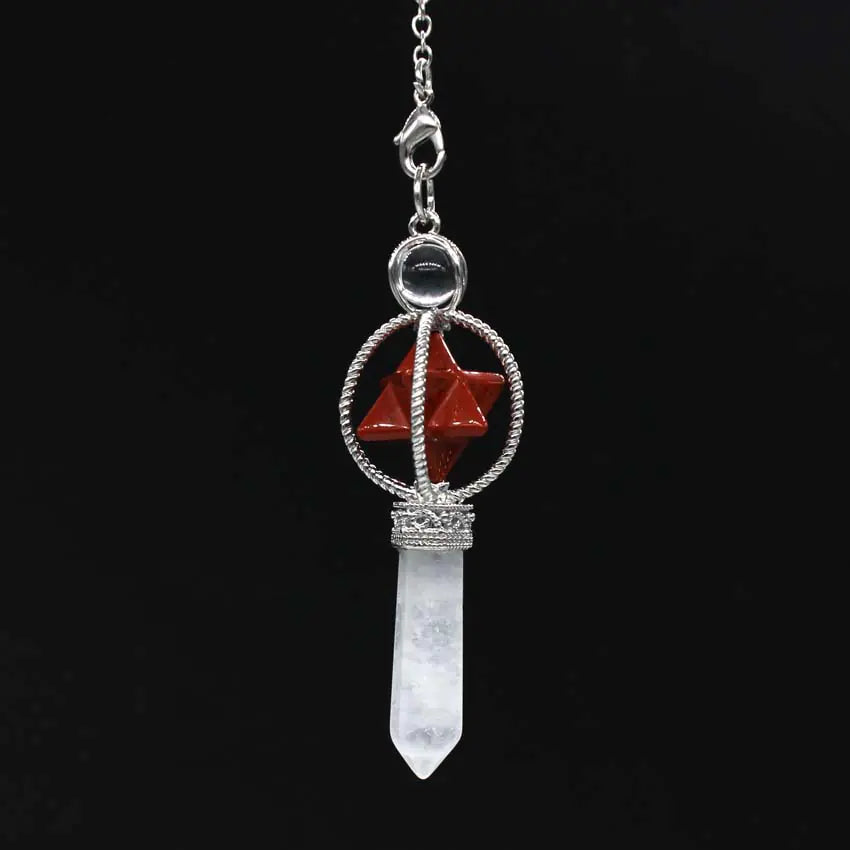 Rotating Merkaba Crystal Pendant | Sacred Geometry Energy Necklace | Natural Gemstone Healing Jewelry