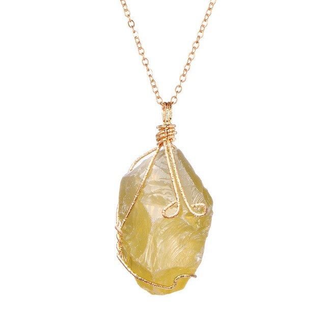 Raw Crystal Chakra Pendant Necklace