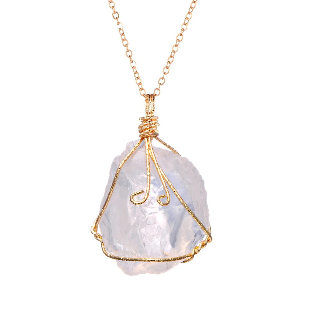 Raw Crystal Chakra Pendant Necklace