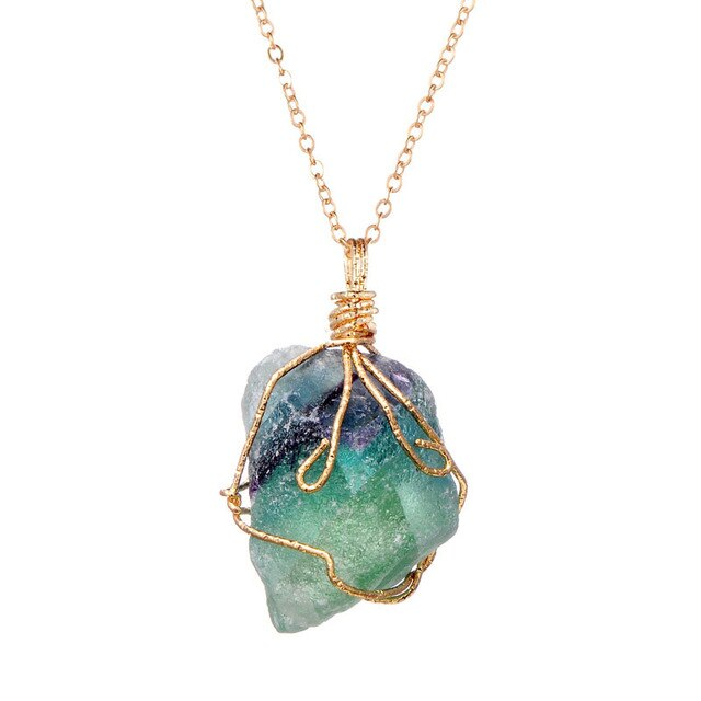 Raw Crystal Chakra Pendant Necklace