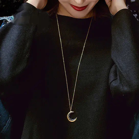 Amber Crescent Moon Necklace