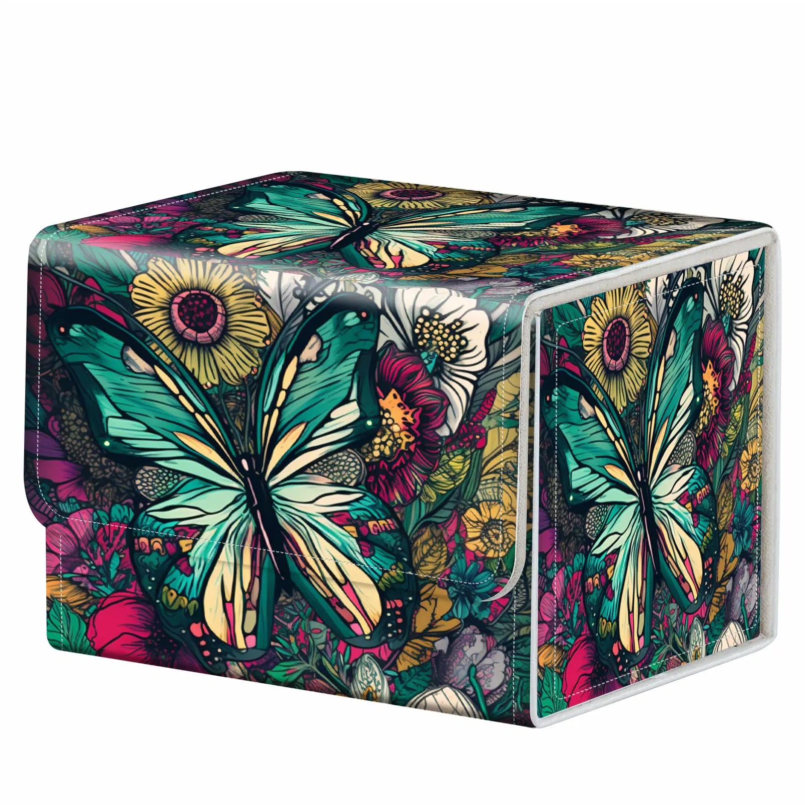 Tarot & Oracle Card Storage Box — Magnetic Floral Deck Case (200 Cards)