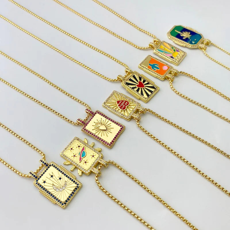 Gilded Tarot Card Pendant Necklace | Gold Major Arcana Charm | Spiritual Jewelry Gift | Mystical Fortune Teller Accessory