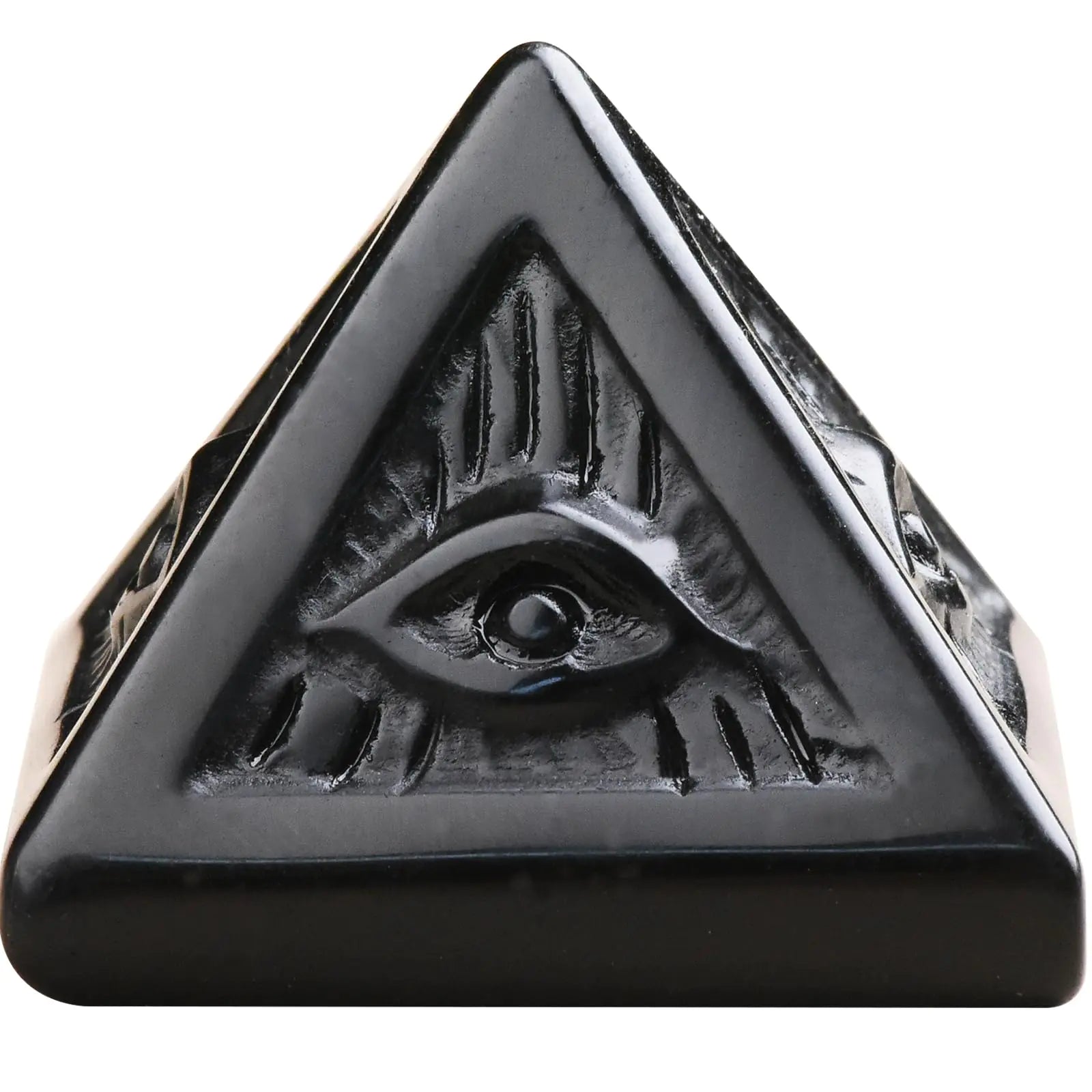 QLRSUXN Black Obsidian Healing Crystal PyramidNatural Stone Pyramid for Meditation Reiki Energy Chakra BalancingEnergy Enhancement - Great Gift for Home Decor Office Desk and Spiritual Practices