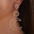 Retro Sun and Moon Asymmetrical Earrings