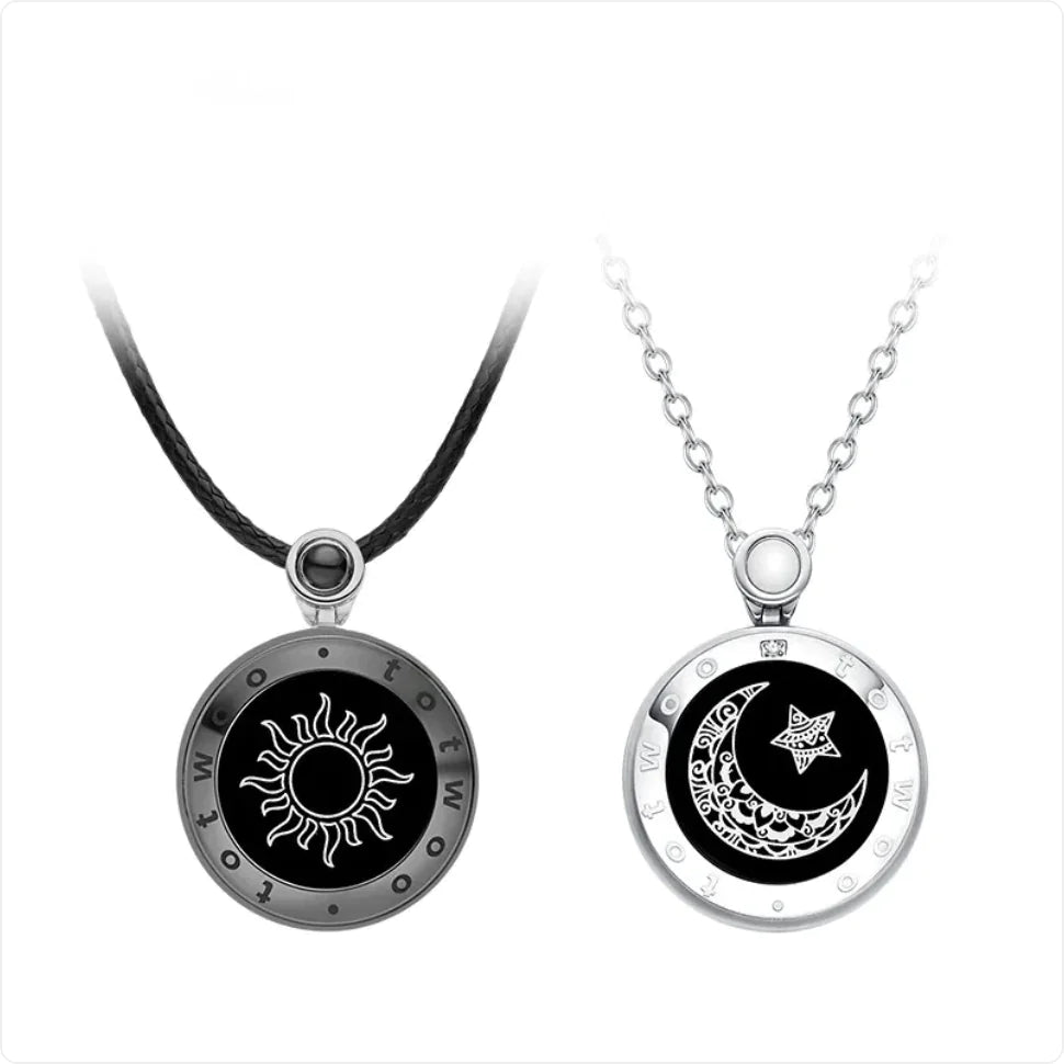 Sun & Moon Agate Pendant Couple Necklace
