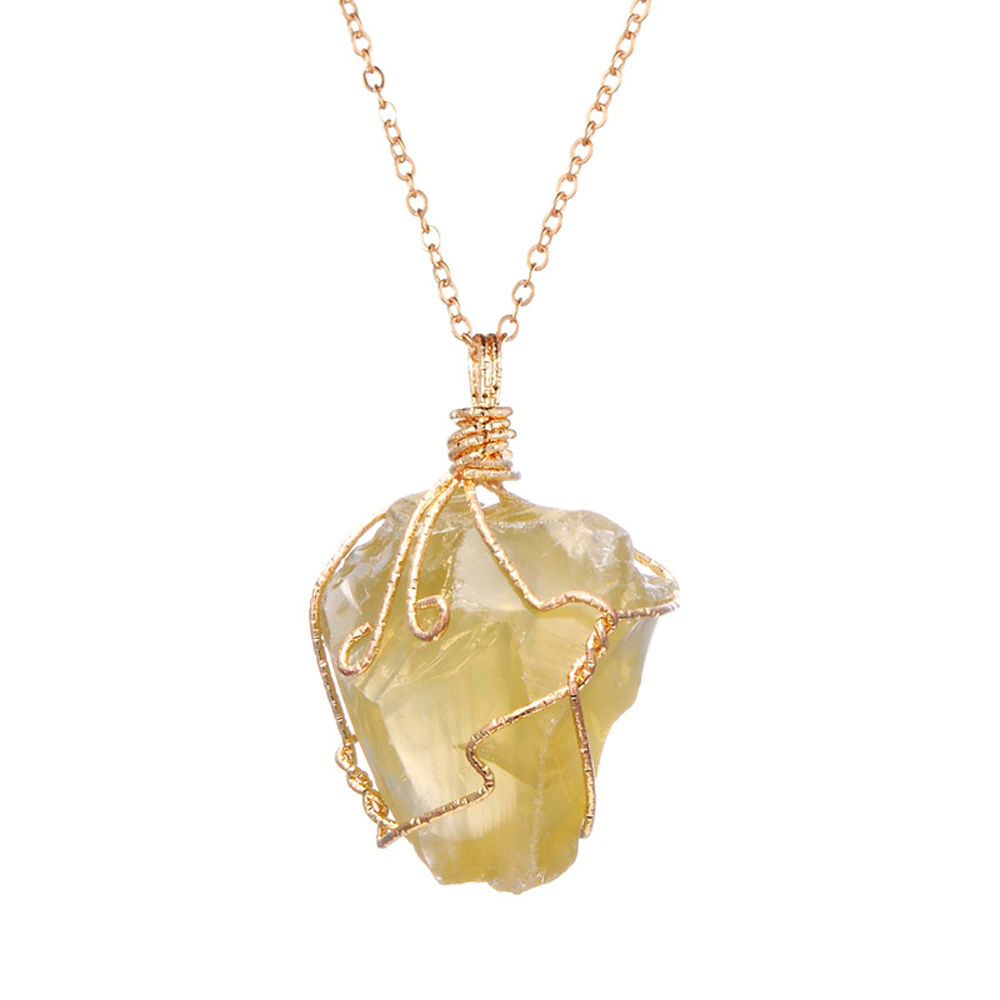 Raw Crystal Chakra Pendant Necklace