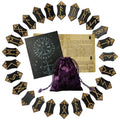 Norse Rune Stone Set — 25-Piece Wooden Viking Runes with Guide Book & Velvet Bag