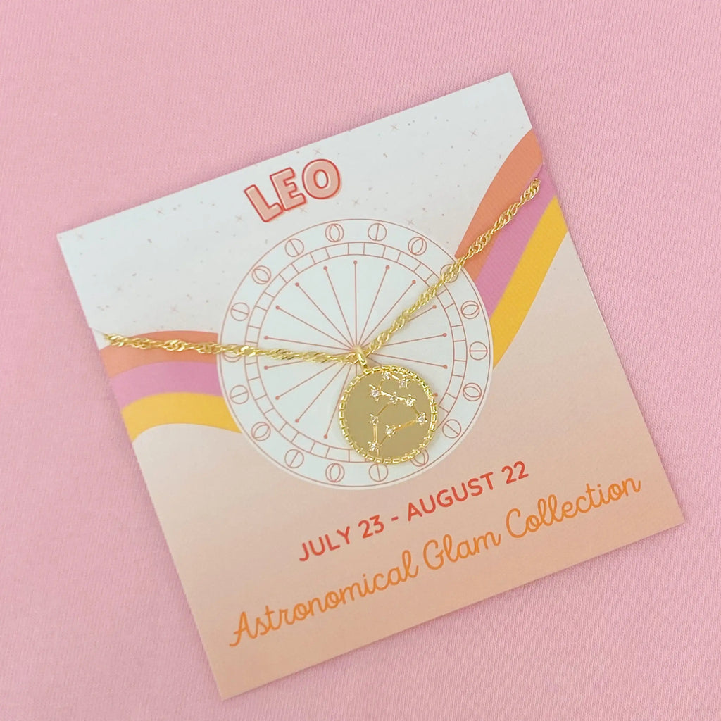 Zodiac Constellation Necklace | Gold-Plated Astrology Pendant | All 12 Signs Available | Celestial Jewelry