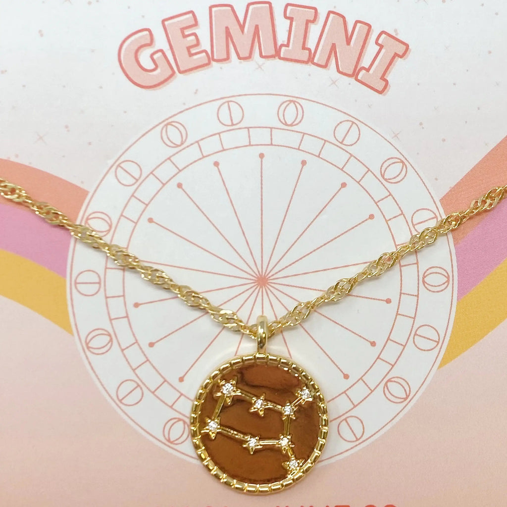 Zodiac Constellation Necklace | Gold-Plated Astrology Pendant | All 12 Signs Available | Celestial Jewelry