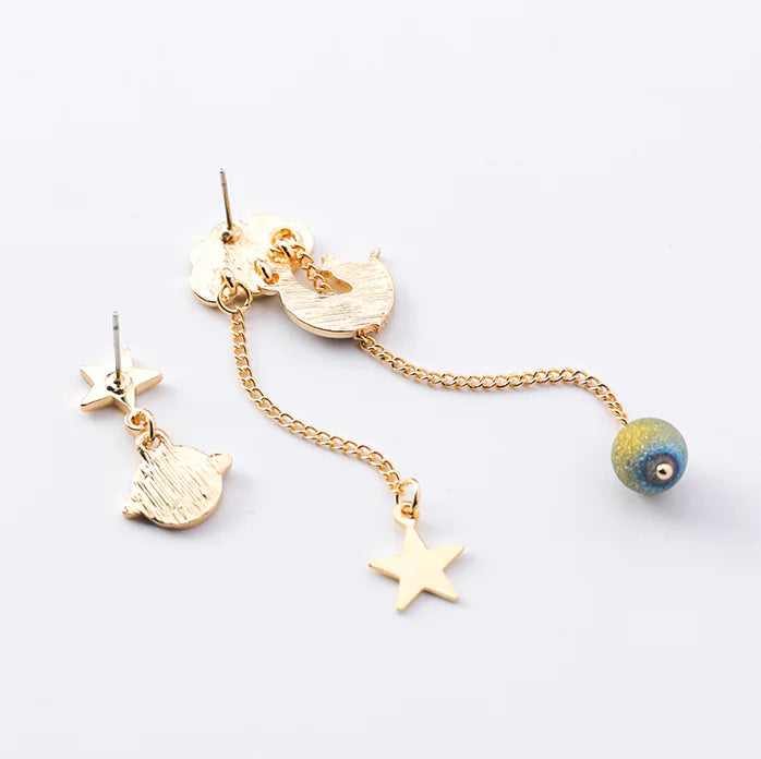 Celestial Tassel Earrings — Star Moon Planet Drop Earrings