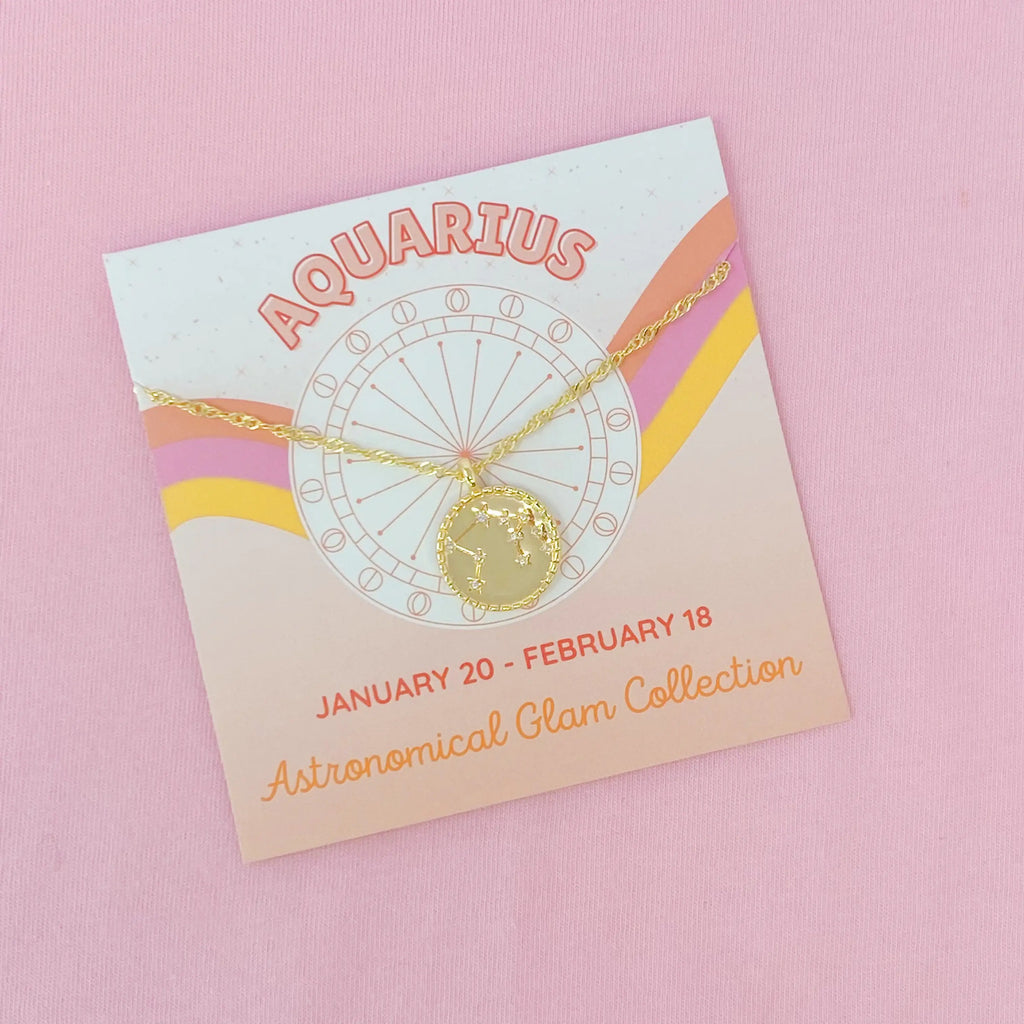 Zodiac Constellation Necklace | Gold-Plated Astrology Pendant | All 12 Signs Available | Celestial Jewelry