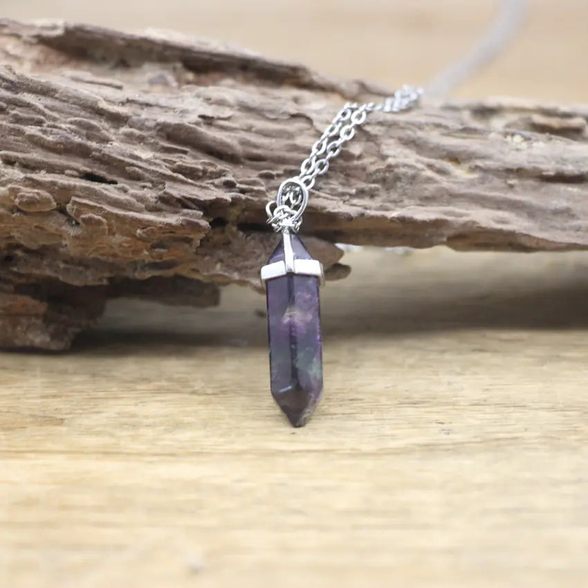 Natural Stone Hexagonal Point Pendants Healing Jewelry