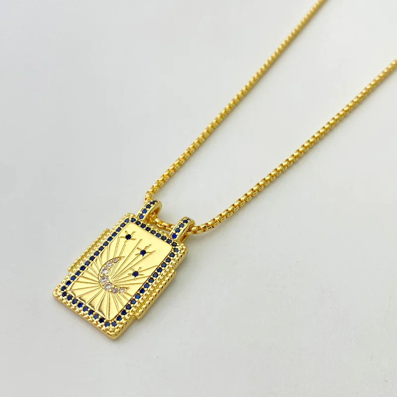 Gilded Tarot Card Pendant Necklace | Gold Major Arcana Charm | Spiritual Jewelry Gift | Mystical Fortune Teller Accessory