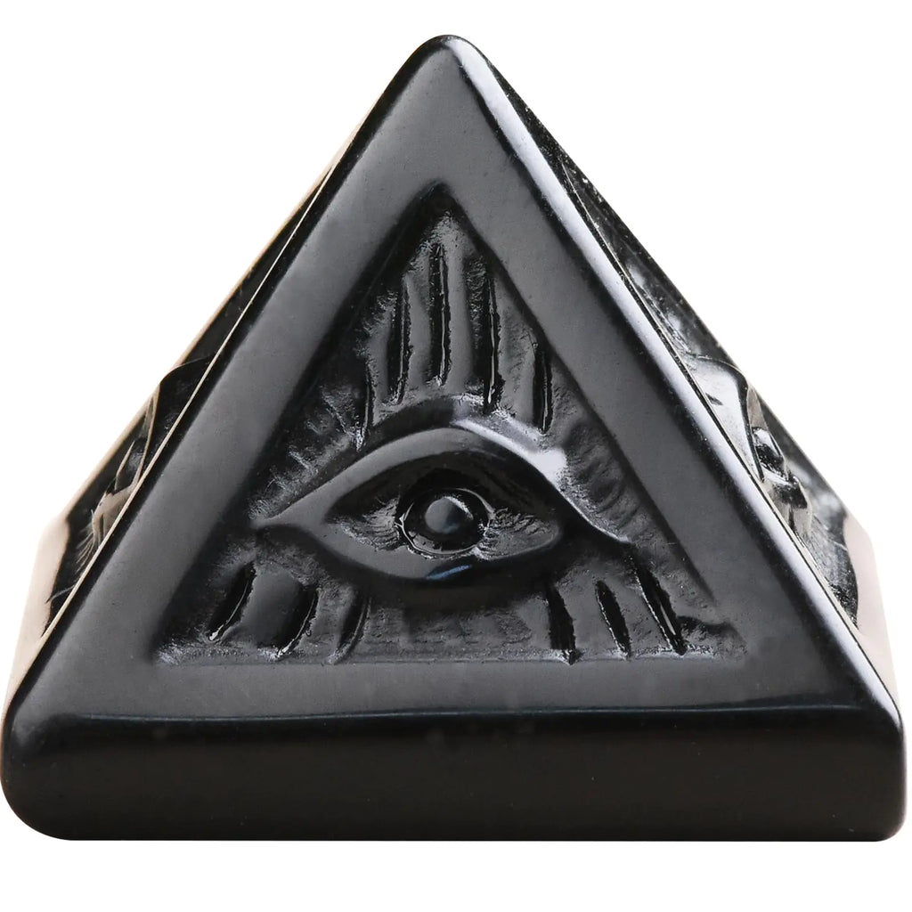 QLRSUXN Black Obsidian Healing Crystal PyramidNatural Stone Pyramid for Meditation Reiki Energy Chakra BalancingEnergy Enhancement - Great Gift for Home Decor Office Desk and Spiritual Practices