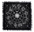 Zodiac Altar Cloth for Tarot | Black Silver Horoscope Table Cloth 18x18" | Spiritual Supplies | Sacred Ritual Practice | Astrology Deck Mat