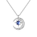 Star and Moon Crystal Pendant Necklace for Women