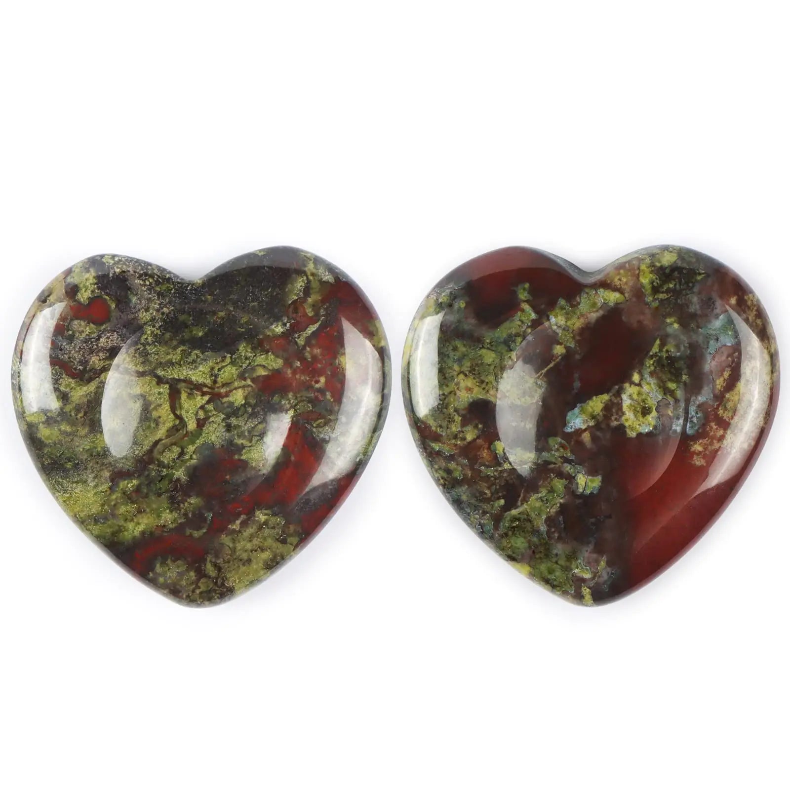 Artistone 2 Pcs Dragon Bloodstone Heart Thumb Worry Stone Healing Crystals Carved Heart Love Palm Stones for Anxiety Stress Relief Meditation Massage Therapy Geometry Chakra Balancing