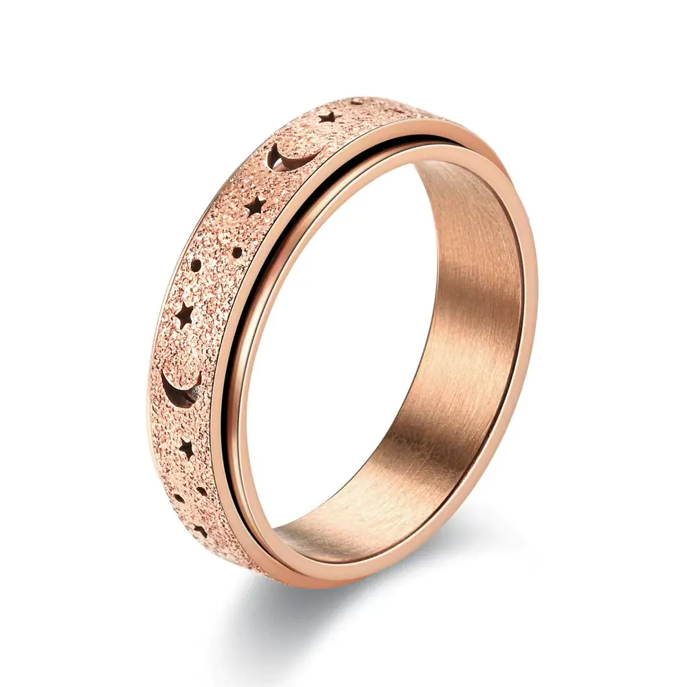 Hollow Star and Moon Rotating Ring