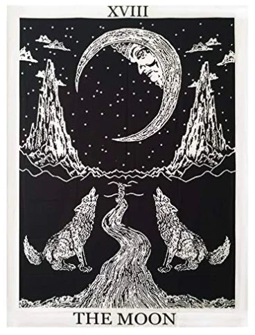 Wolf and Moon Tapestry Fabric for Home Decor