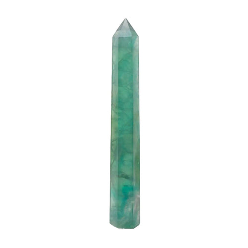 Apengshi 1PCS Natural Crystal Green Fluorite Tower 5.9"-6.3" (15-16cm) 6 Faceted Single Point Prism Healing Crystal Wand for Meditation Reiki Chakra Therapy