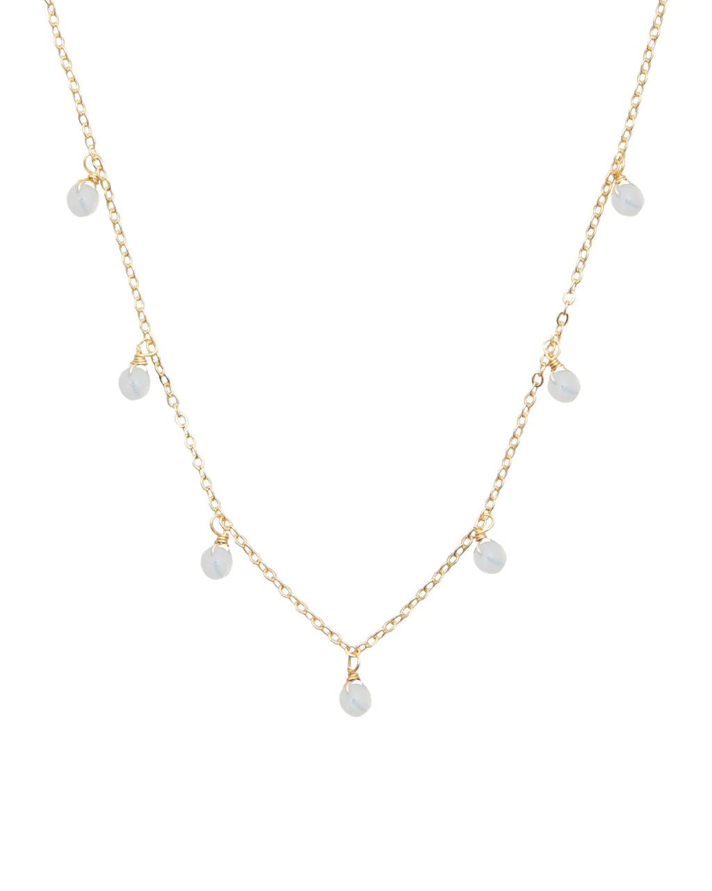 Lotus and Luna Moon Dancer Dewdrop Necklace in Gold Energy Chakra Healing Stones (White Gold) (Intuition)