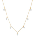 Lotus and Luna Moon Dancer Dewdrop Necklace in Gold Energy Chakra Healing Stones (White Gold) (Intuition)