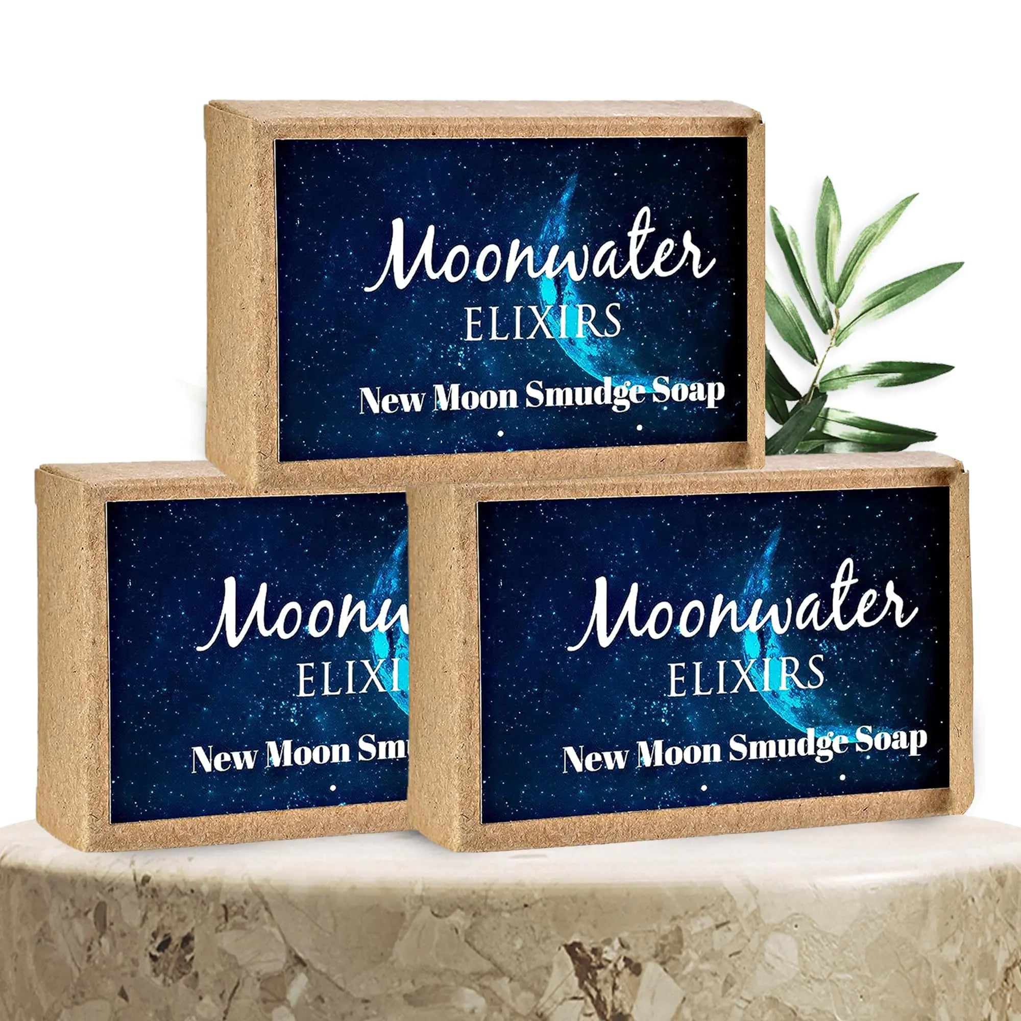 New Moon Smudge Soap — Clear Quartz Infused Ritual Bars (Set of 3)