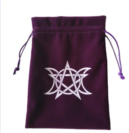 Velvet Tarot Card Bag — Valknut Norse Symbol Drawstring Pouch