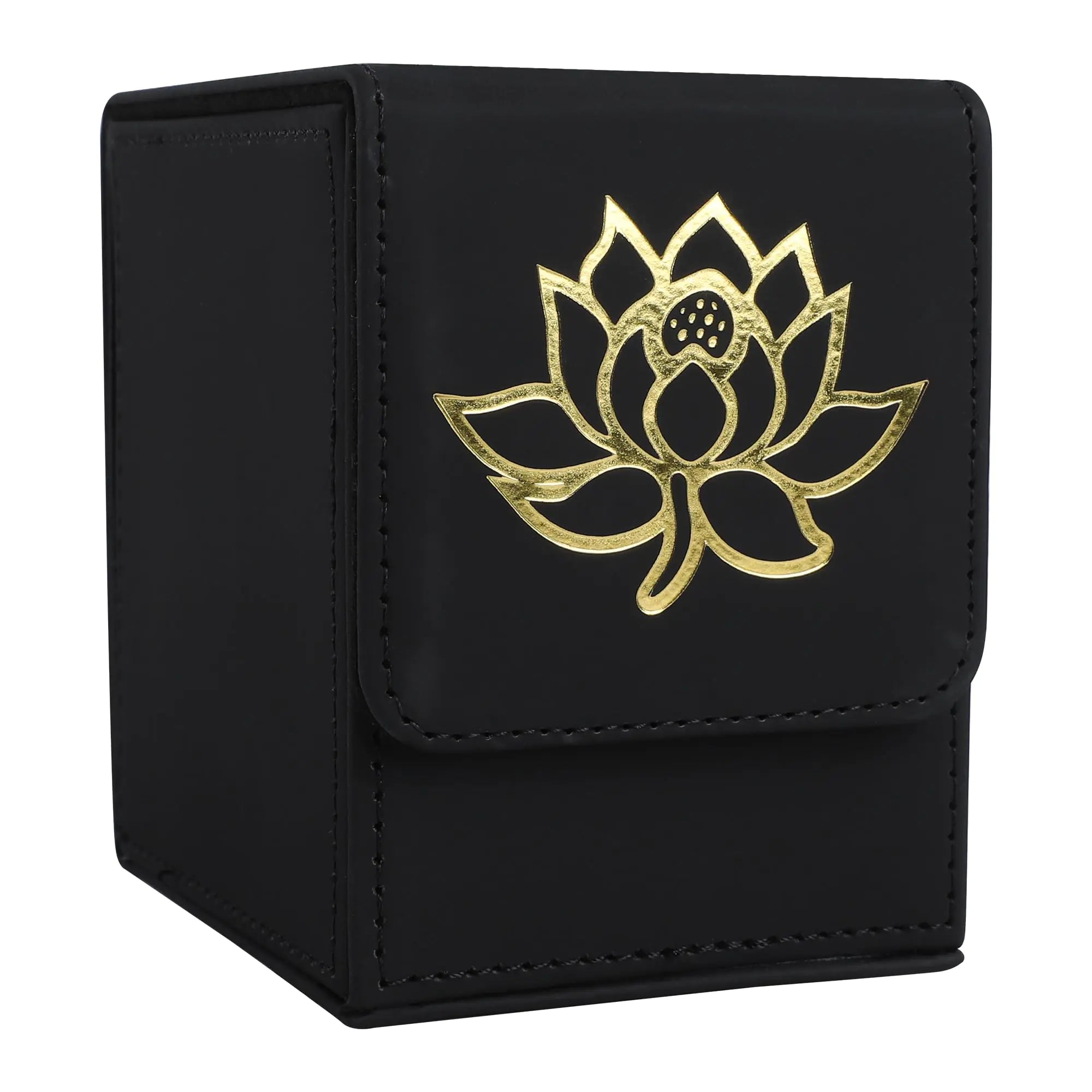 Golden Lotus Card Deck Box — Premium PU Leather with Magnetic Closure (100+ Cards)
