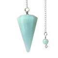 Justinstones Natural Blue Amazonite Gemstone Rock Crystal Hexagonal Pointed Reiki Chakra Pendant Pendulum