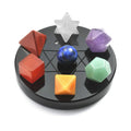 Top Plaza 7 Chakra Healing Crystals Kit Sacred Geometry Platonic Solids Crystals Reiki Tumbled Stones Set Lucky Decoration W/Black Obsidian Stand