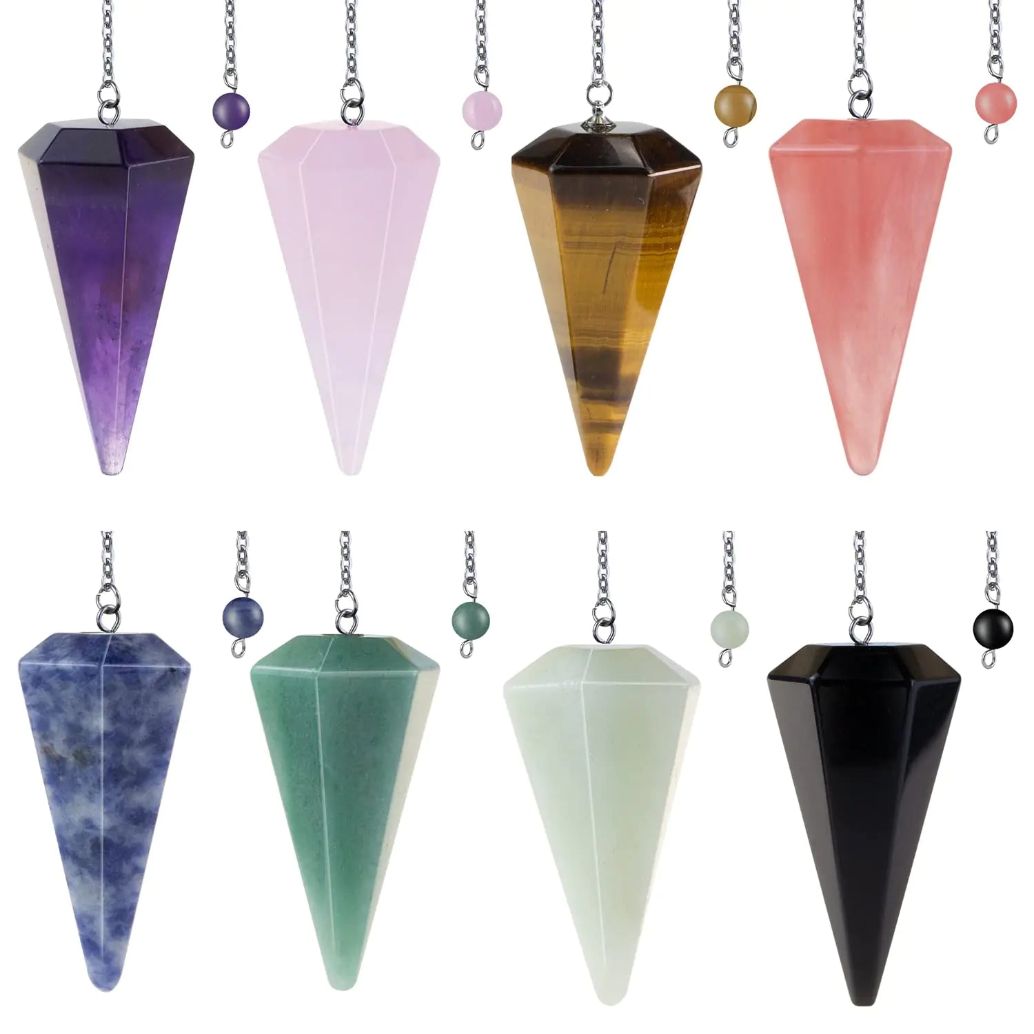 Mixed Crystal Pendulum Set — 3-Piece Reiki Gemstone Quartz for Spiritual Divination, Meditation & Chakra Energy Balance