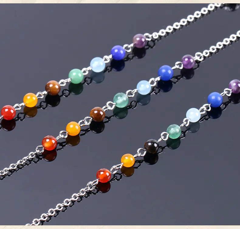 Obsidian Crystal Dowsing Pendulum | 7 Chakra Beaded Chain | Divination & Energy Healing Tool