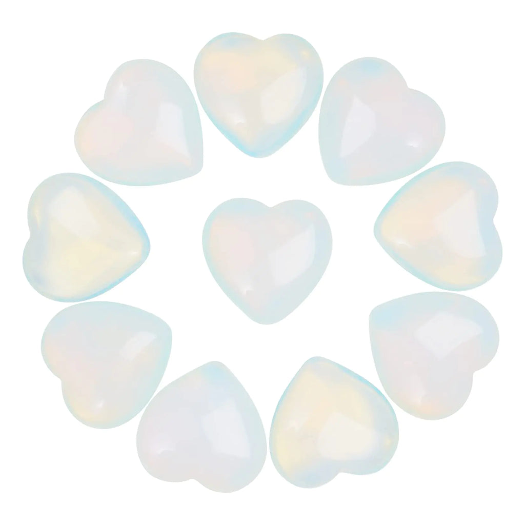 Marrywindix 10 Packs 1 Inch Healing Crystal Natural Opalite Heart Love Carved Palm Worry Stone Chakra Reiki Balancing