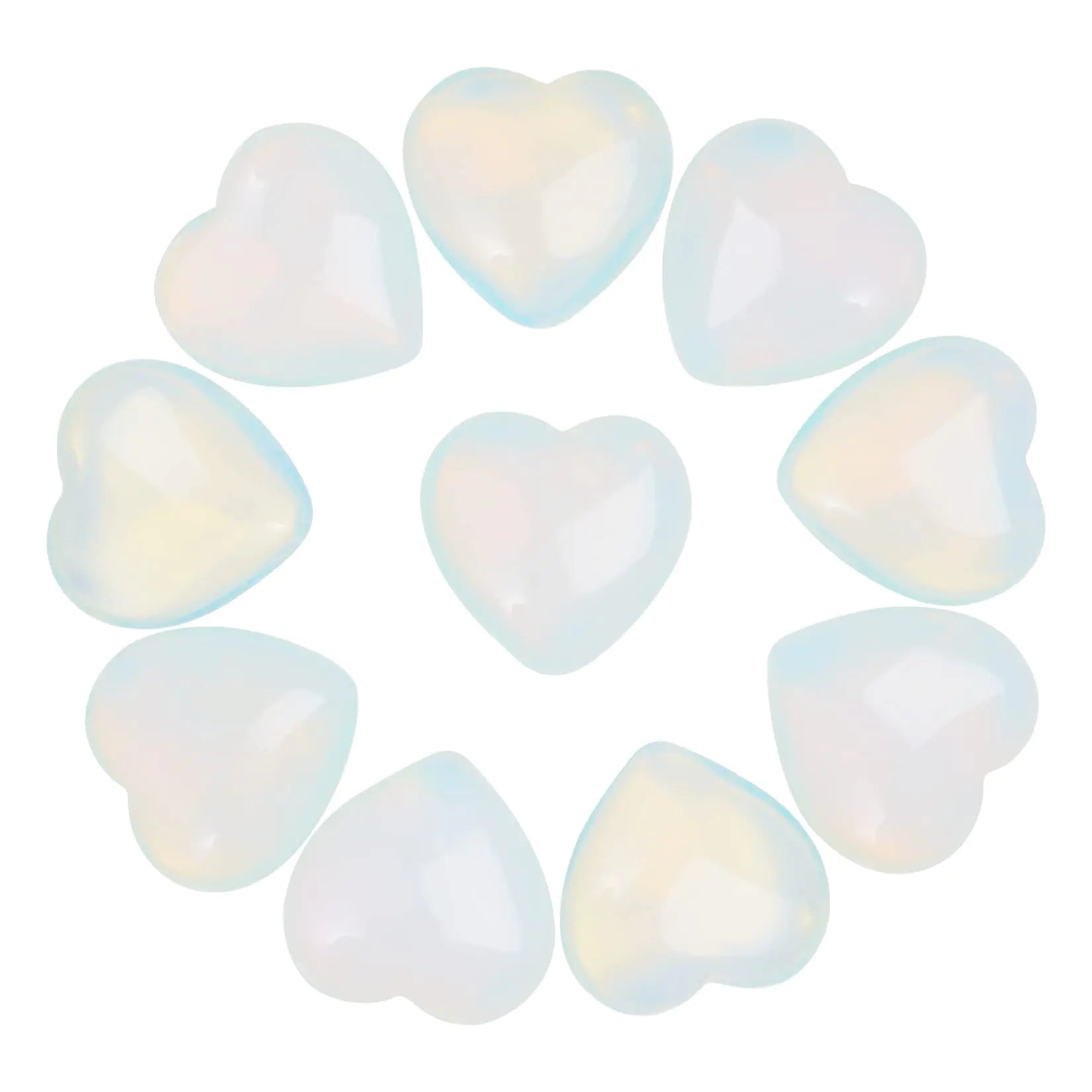 Marrywindix 10 Packs 1 Inch Healing Crystal Natural Opalite Heart Love Carved Palm Worry Stone Chakra Reiki Balancing